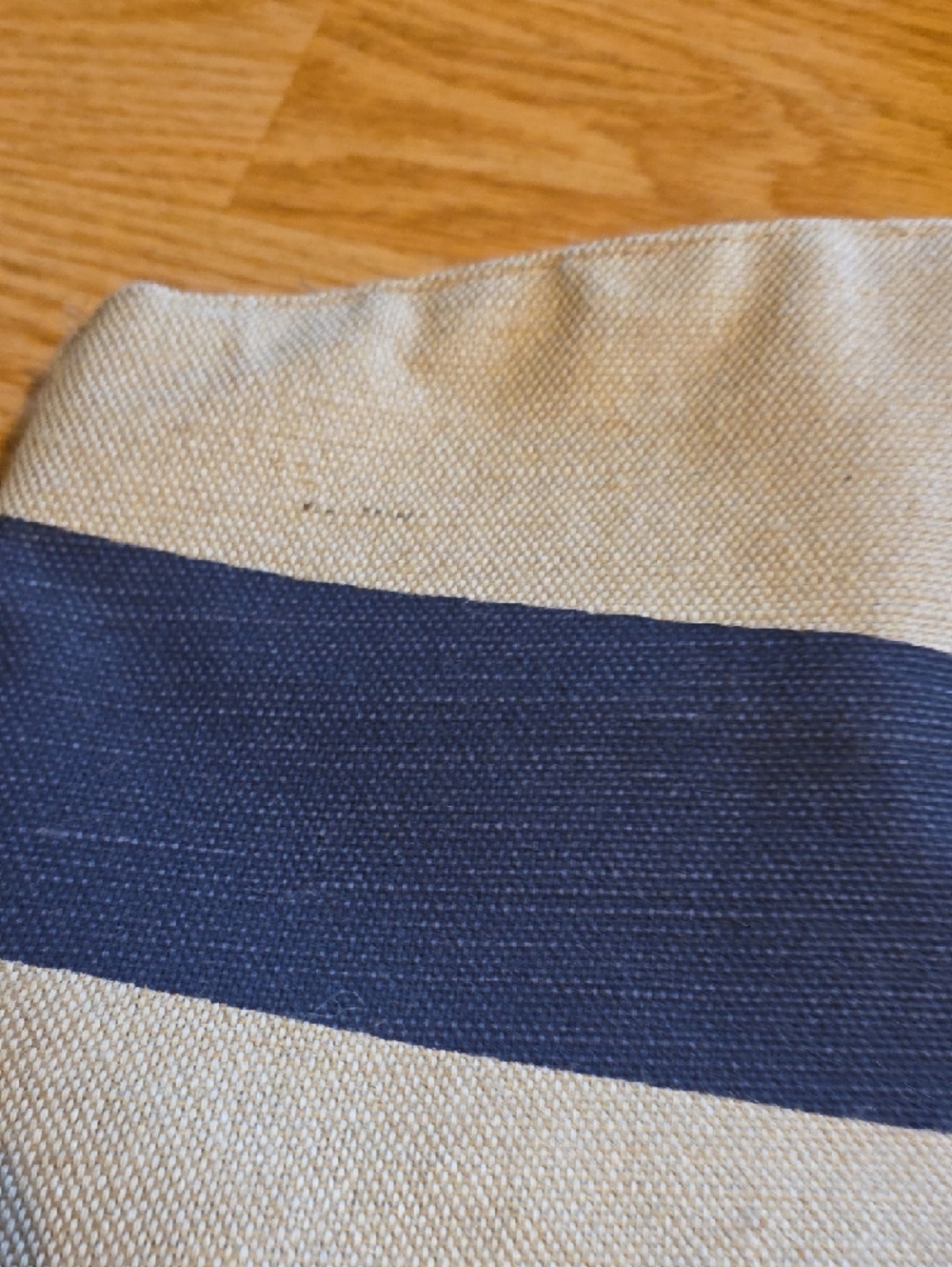 Striped Tote Bag in Navy and Beige - Everyday Canvas Carryall - Picture 5 of 6